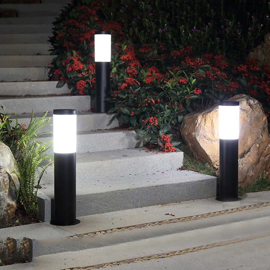 Outdoor Wateproof Black Stainless Steel Led Lawn Lamp Bollard Light Pathway Lighting Garden Lamp Grassplot Landscape Lawn Light