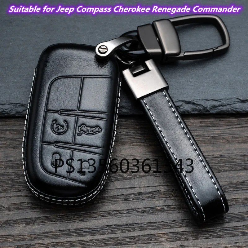 

Suitable for Jeep Compass Cherokee Renegade Commander leather key cover