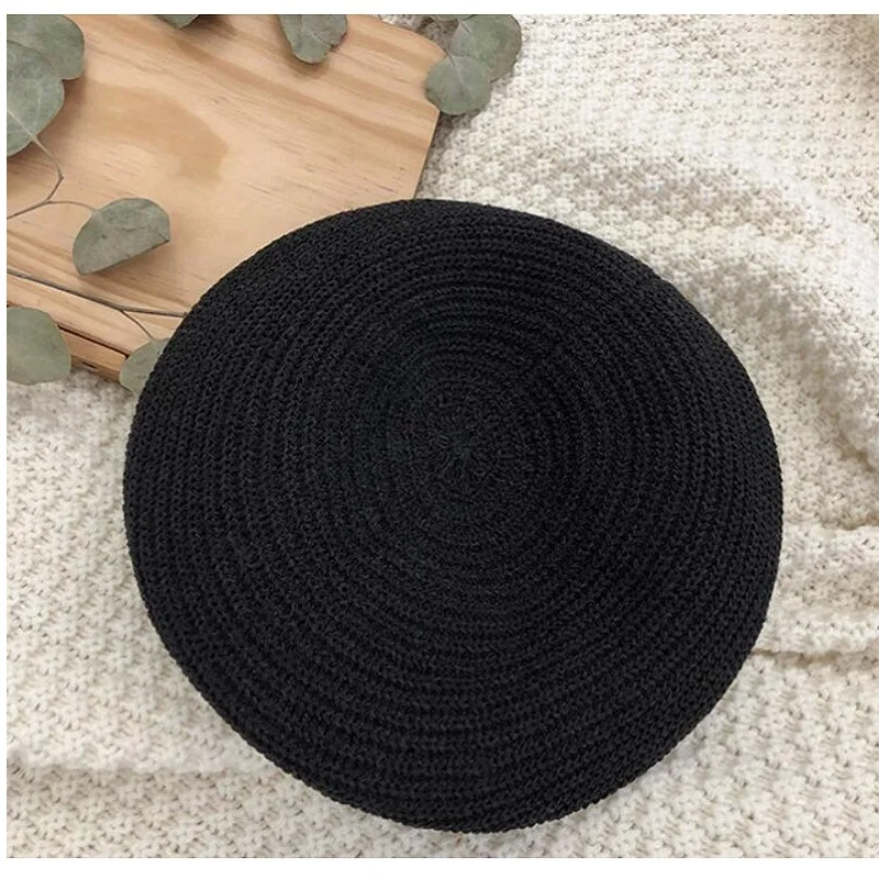 VISROVER 7 colors beret solid hat female knit acrylic cap spring summer autumn hat solid color top quality Women Boina Wholesale