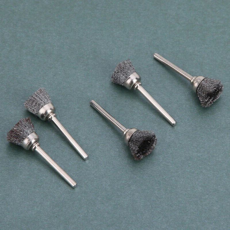 10Pcs Wire Brush Brass Cup Wheel Drill Rotary Tools Polishing Wheels Rotary Tools Metal Rust Removal Brush Set 3x13mm