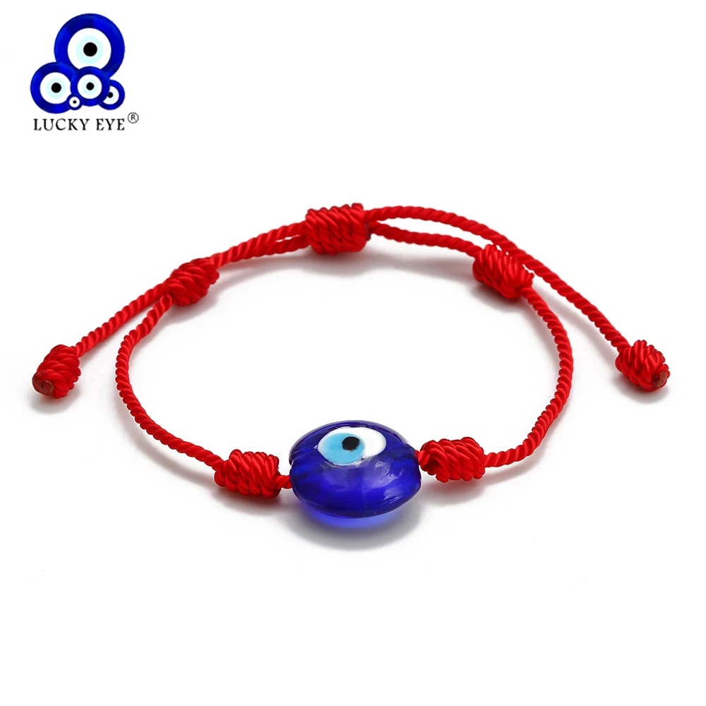 Lucky Eye Blue Turkish Evil Eye Bead Bracelet Braided Red Rope Adjustable Bracelet for Women Girls Men Fashion Jewelry BE163