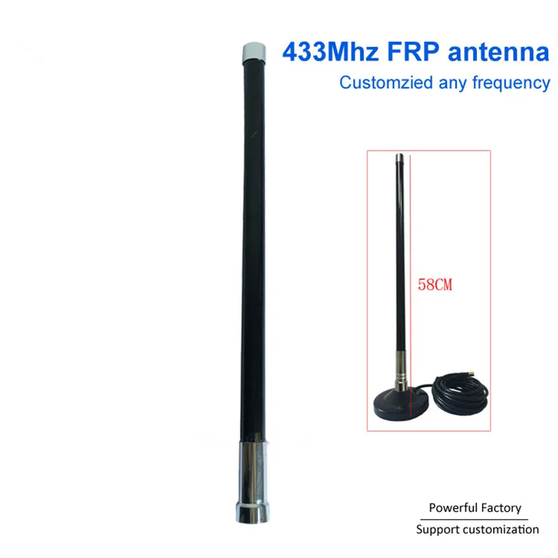 433Mhz Outdoor Waterproof Omnidirectional Fiberglass Antenna 15dBi UHF Male Connector 1PCS