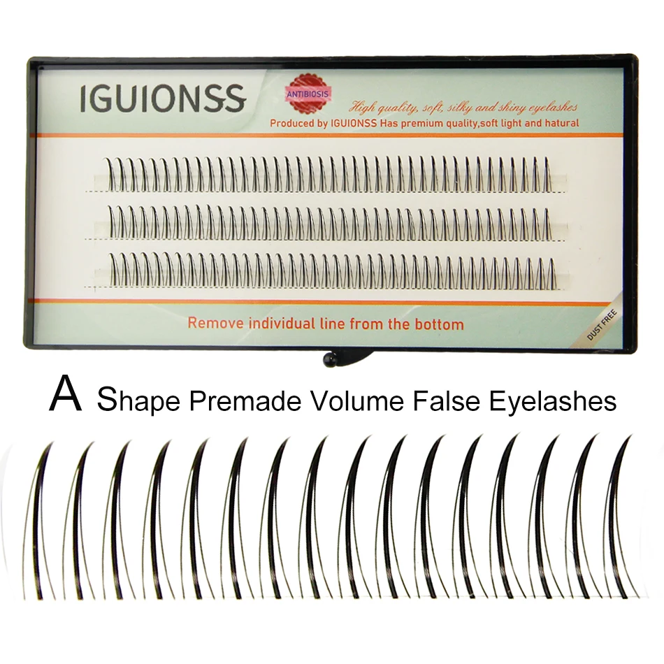 IGUIONSS 3 rows 120 bundles Eyelashes Single Cluster Self-Grafting A Shape Premade Volume False lashes Long Lasting Natural