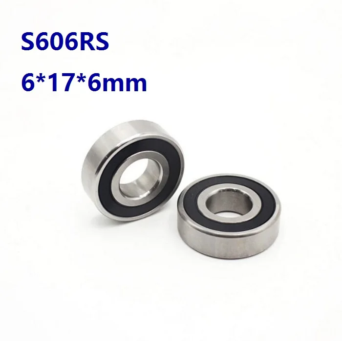 

10/50pcs S606RS S606-2RS S606 2RS ball bearings 6*17*6mm Stainless Steel Rubber Sealed Deep Groove Ball bearing Shaft 6x17x6mm