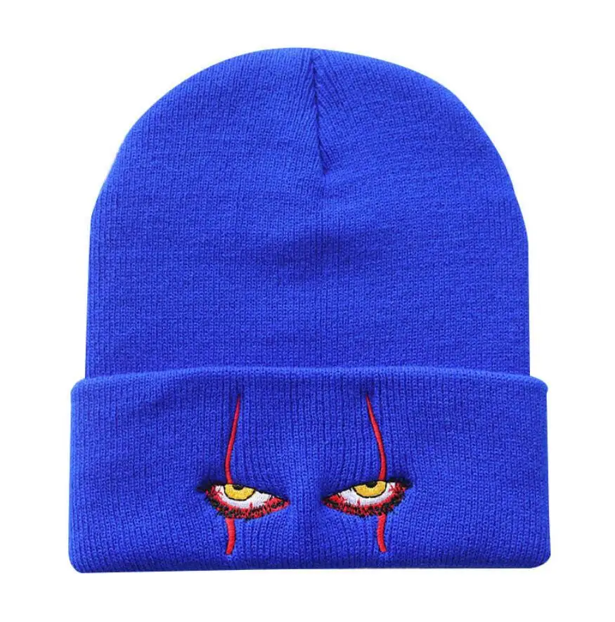 

Winter Soft Outdoor Beanie Hat Clown Cap Cool Scary Eyes Knitted Hats Hood For Kids Adult Christmas Hat fancy dress Party props