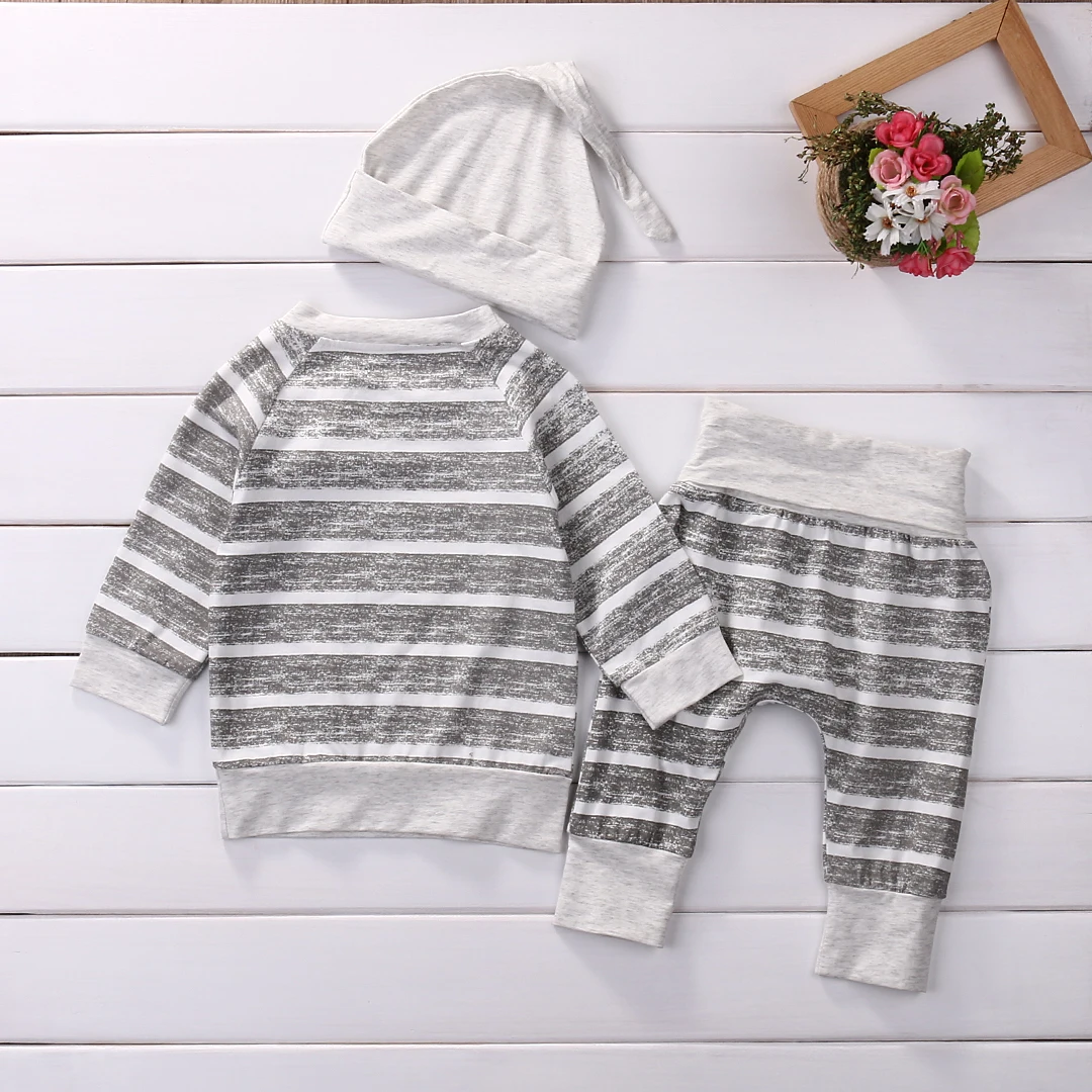 2019 Baby Clothing Sets Autumn Baby Boys Clothes Infant Baby Striped Tops T-shirt+Pants Leggings Outfits Set Newborn Clothes