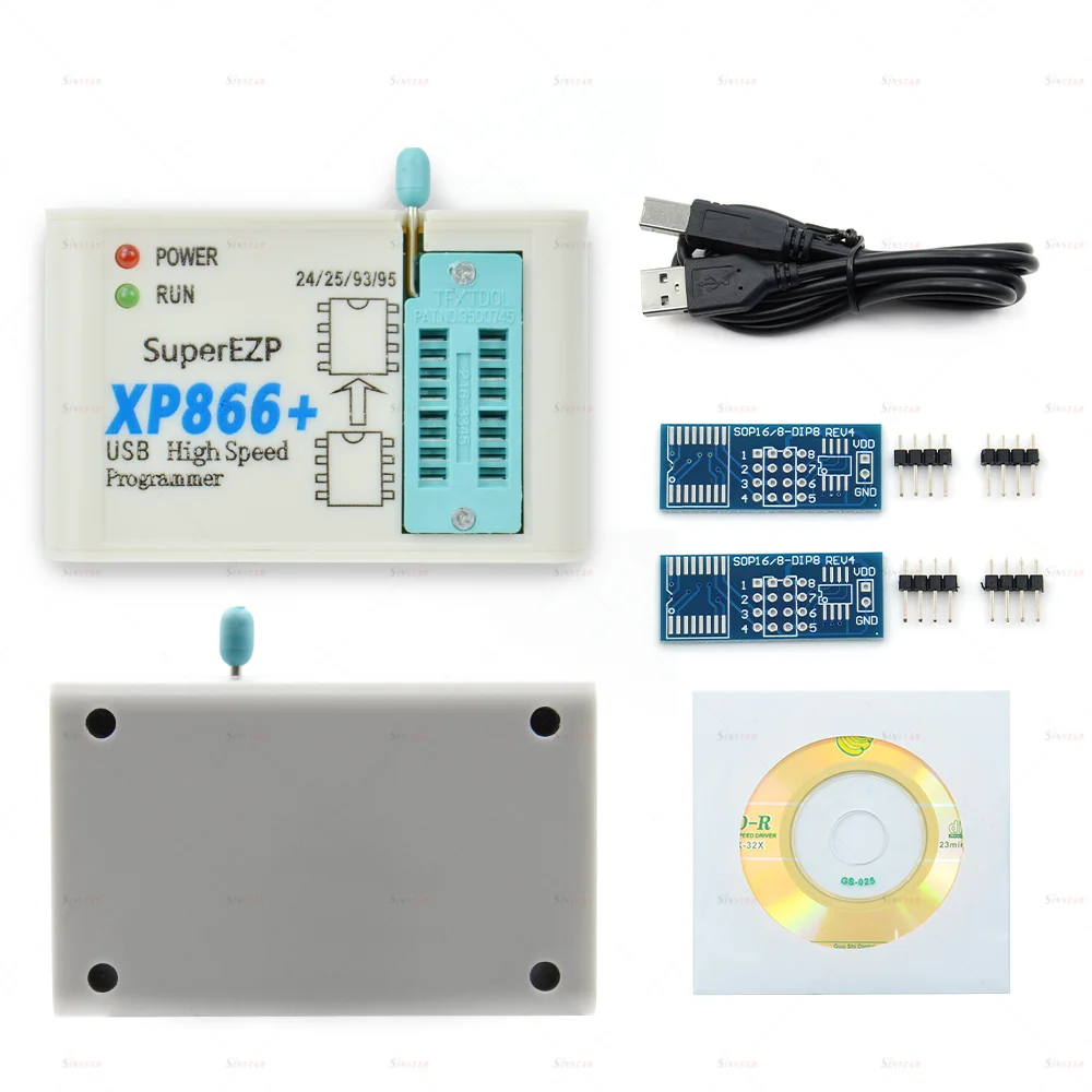 Smart Electronics XP866+ High-speed USB SPI Programmer Support 24 25 93 95EEPROM 25 Flash BIOS Chip XP866 + 12Adapters