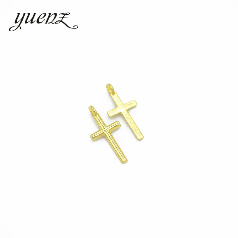 YuenZ 100pcs Antique silver color Charms  cross Plated Pendants  Jewelry Making DIY Handmade Craft 17*8mm T60