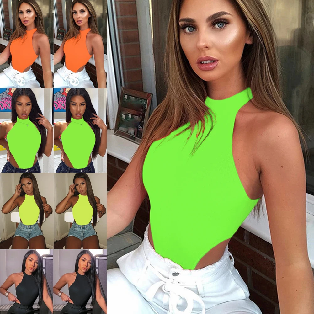 

Women Body-fitting Body Underwear Round Collar Sleeveless Jumpsuit Lady Sexy Body Vest Top Stretch Leotard Short Sleeve Tops