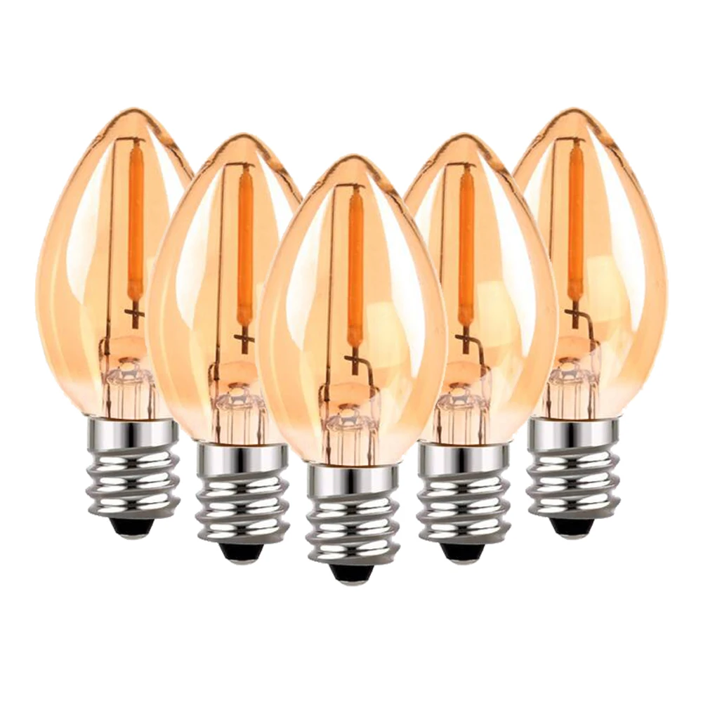 

LED Candle Edison Bulb C7 0.5W Amber Glass E14 Retro Filament Night Lamp Warm White 2200K Candelabra Lamp Dimmable E12 220V Bulb