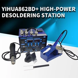 720W 2 In 1 Smd Nabewerking Soldeerstation Yihua 862bd Heteluchtpistool Twee-In-Één Digitaal Display Antistatisch Luchtkanonstation