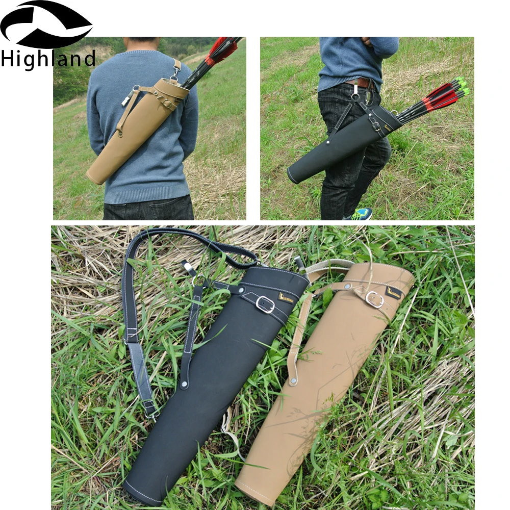 52x13cm Side Belt Waist Shoulder Archry Holder Arrow Bag Arrows Quiver Leather for Archery Hunting Shooting