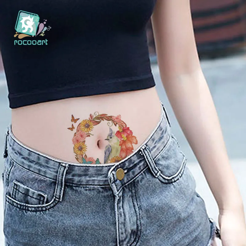 

Water Transfer Temporary Tattoo Stickers Navel tattoo Body Art For Women Tattoo Birds Fly Pattern Fake Tattoo