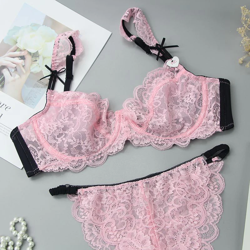 Nouvelle Seamless Ultra-Thin Lace Sexy Womens Underwear Panties and Bra Sets Intimate Noble Young Brassiere For Ladies