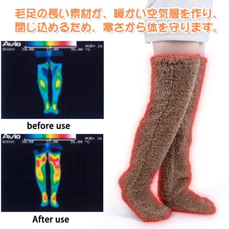 Women's Winter Warm Socks Knee Long Leg Warmers High Plus Size Fuzzy Hot Woolen Sleep Bottoms Sleeping New Year Thighs Long Cute