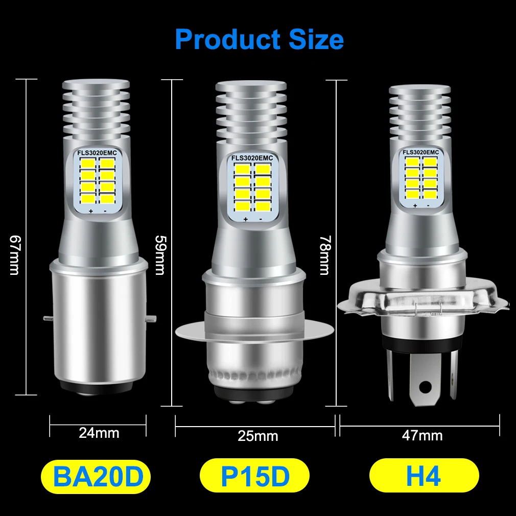 1pc EMC 10000Lm H4 LED Moto H6 BA20D P15D LED Moto Motorcycle Headlight Bulbs White 6000K Hi Lo Lamp DC AC 10V-60V