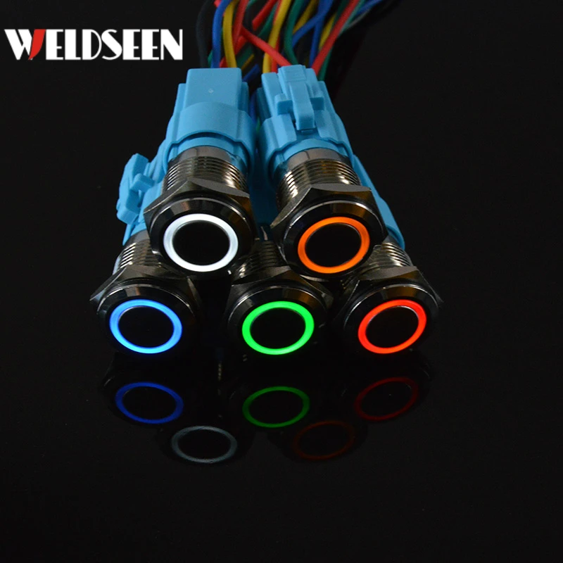 16mm Metal Push Button Switch LED Light 3V 6V 12V 24V 220V Momentary Latching Type Start Stop Power Electrical Button