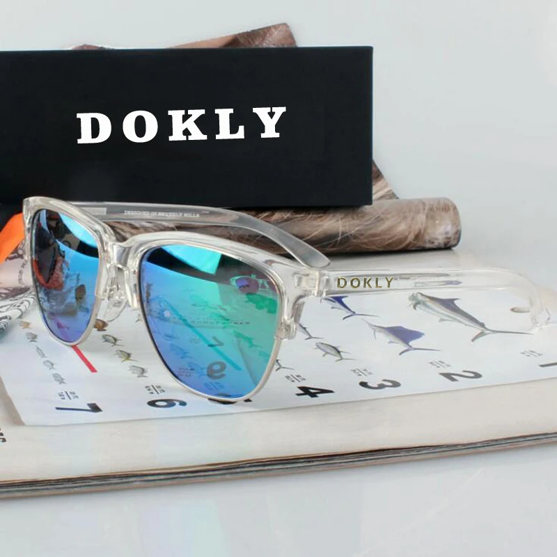 Dokly Réel Polaroized lunettes de Soleil Miroir Hommes et femmes lunettes de soleil polarisées Semi-cerclées Lunettes de Soleil lunettes Oculos De Sol