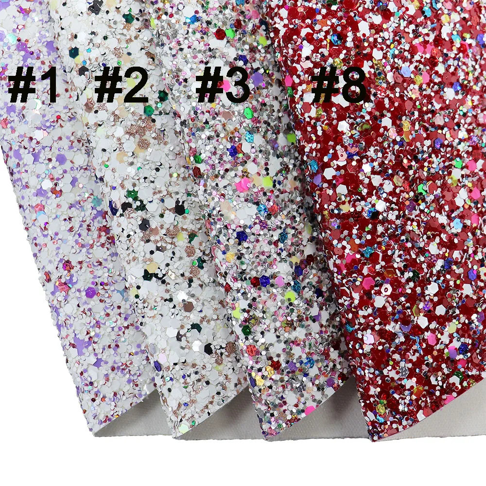 30cmX134cm Roll Colorful Shiny Mix Chunky Glitter Fabric Faux Leather For Bows Earring Decoration Craft  DIY AY339