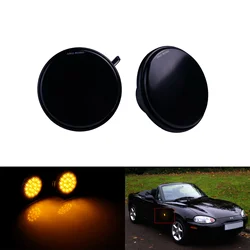 ANGRONG 2X lente ahumada negra LED indicador lateral repetidor luz ámbar para Mazda MX-5 MK I II NA NB