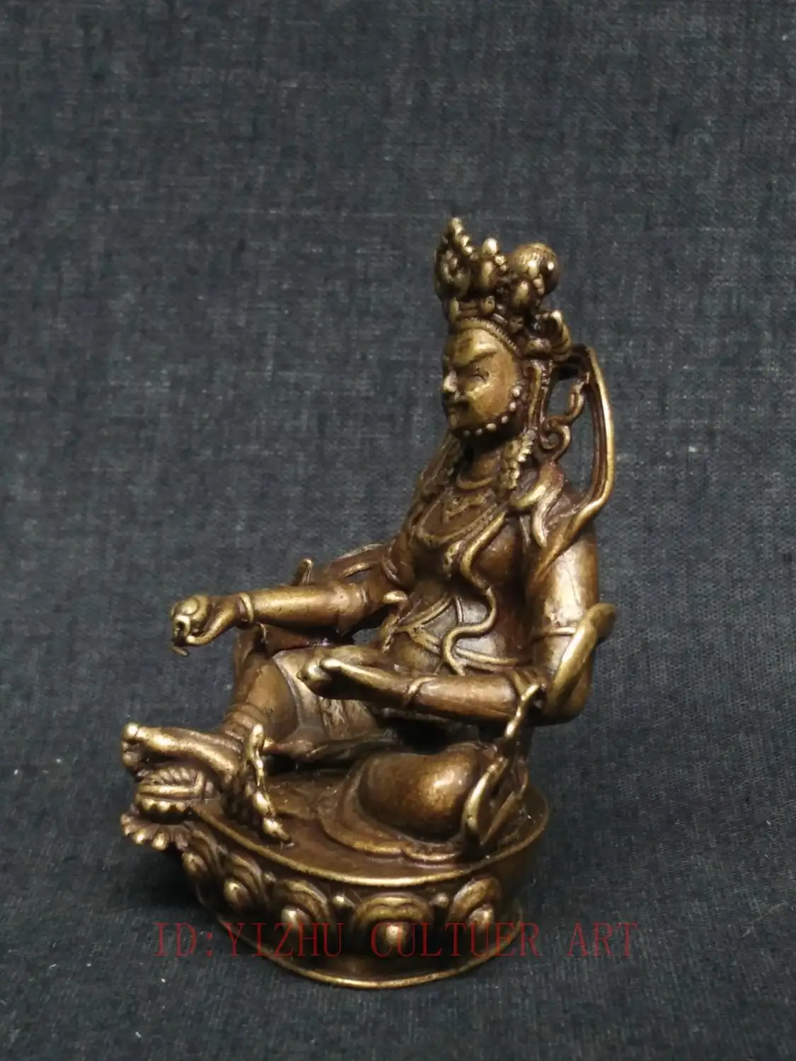 YIZHU CULTUER ART Collection Old China Tibet Bronze Carving Tibetan god of wealth Buddha Statue Family Pray Decoration