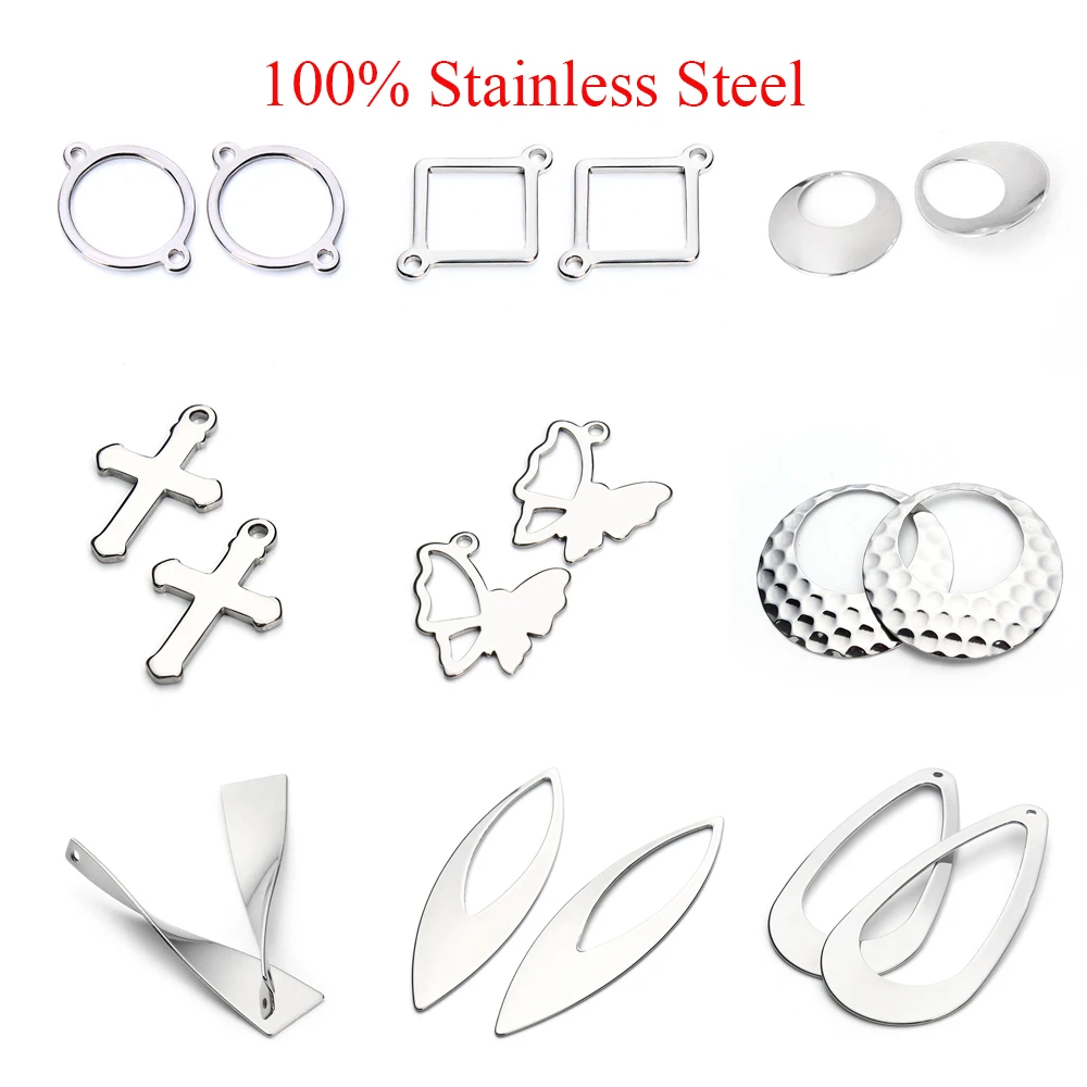 No Fade Charms Stainless Steel Butterfly Leaf Flower Star Heart For Bracelets Necklace Pendant Charms DIY Jewelry Making