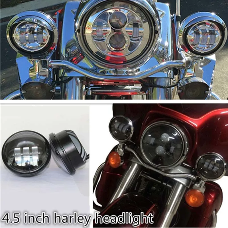 Faro LED antiniebla para motocicleta, lámpara de conducción de trabajo, accesorio para Harley, 4,5 pulgadas, 30W, 2 uds.