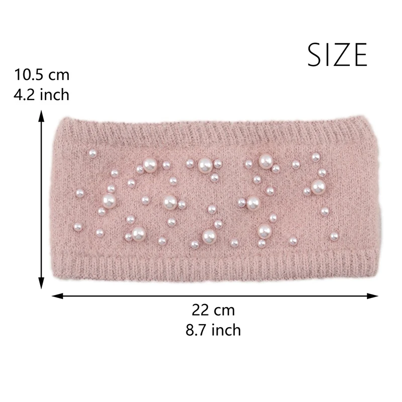 Winter Warm Knitted Headband Pearl Hairbands Wool Turban Women Elastic Hairbands Crochet Headwrap Fashion Girls Hair Accessories