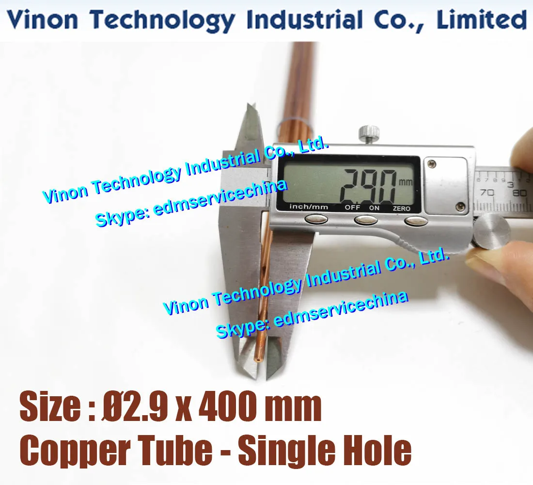 (20PCS/LOT) 2.9x400MM EDM Copper Tube Single Hole, Copper EDM Tubing Electrode Tube Single Channel, Diameter 2.9mm, 400mm Long