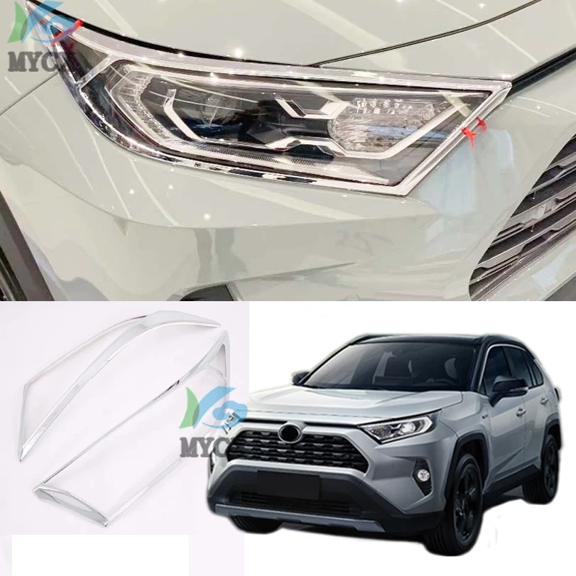 

For Toyota RAV4 RAV 4 2019 2020 Front Head Light Lamp Detector Frame Stick Styling ABS Chrome cover Trim Exterior Accessories