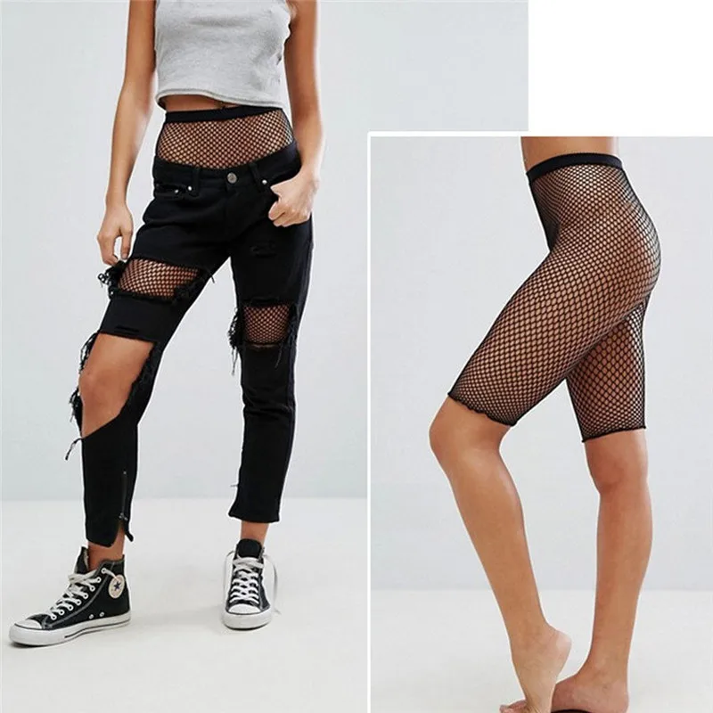 Fashion Black Medium Grid Women High Waist Stocking Fishnet Club Tights Panty Knitting Net Pantyhose Trouser Mesh Lingerie