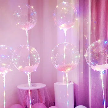 1 adet LED ışık Up balonlar sopa ile yanıp sönen LED dize ışıkları 18 inç kabarcık balonlar noel doğum günü partisi dekorasyon