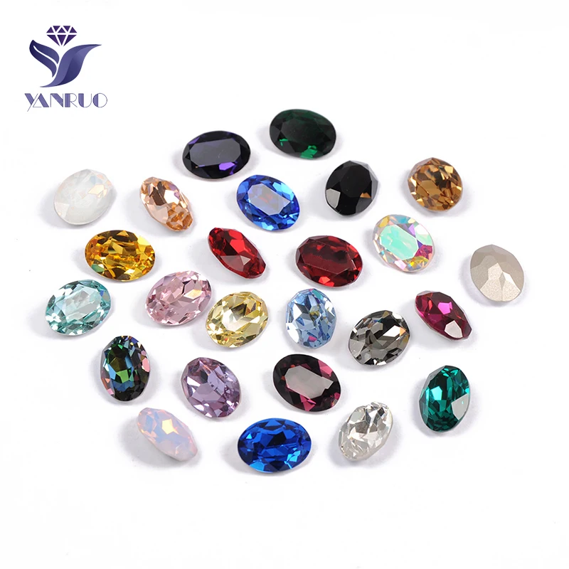 YANRUO 4120 Oval Strass Glass Gems DIY Sewing Crystals Fancy Stones Point Back Sewn Rhinestones For Clothing Ornaments