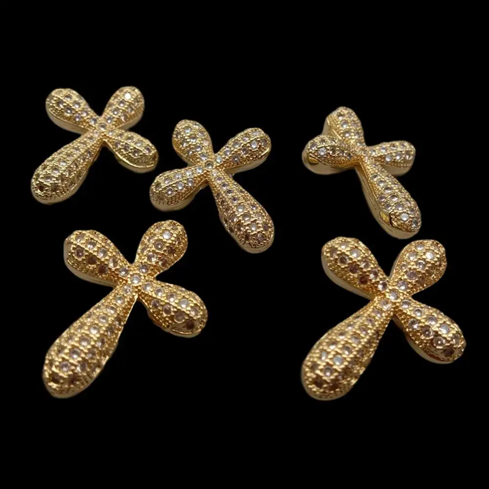 

10 PCS 17x23mm Cubic Zirconia Pave Pendant Crucifixion For Jewelry Making DIY