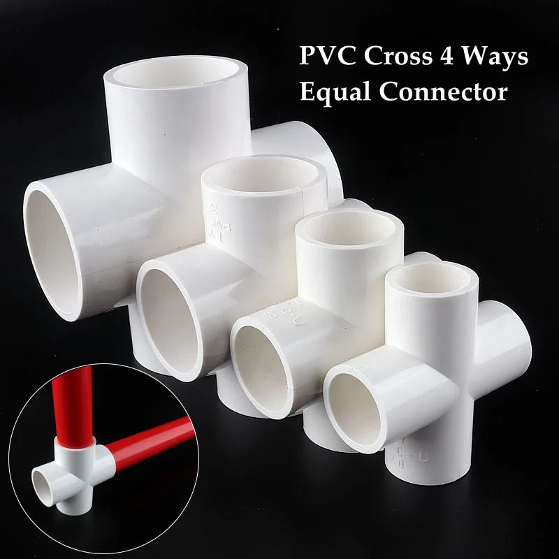 3~20pcs Inner Dia 20/25/32/40/50mm Cross 4 Ways Connector PVC Pipe Fittings Irrigation System Watering Equal 4 Ways Quick Joint