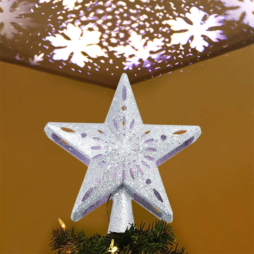 LED Snowflake Projector Lamp Rotating Night Lamp Dynamic Snowstorm Effect Light For Christmas Tree Toppers Indoor Bedroom Decor