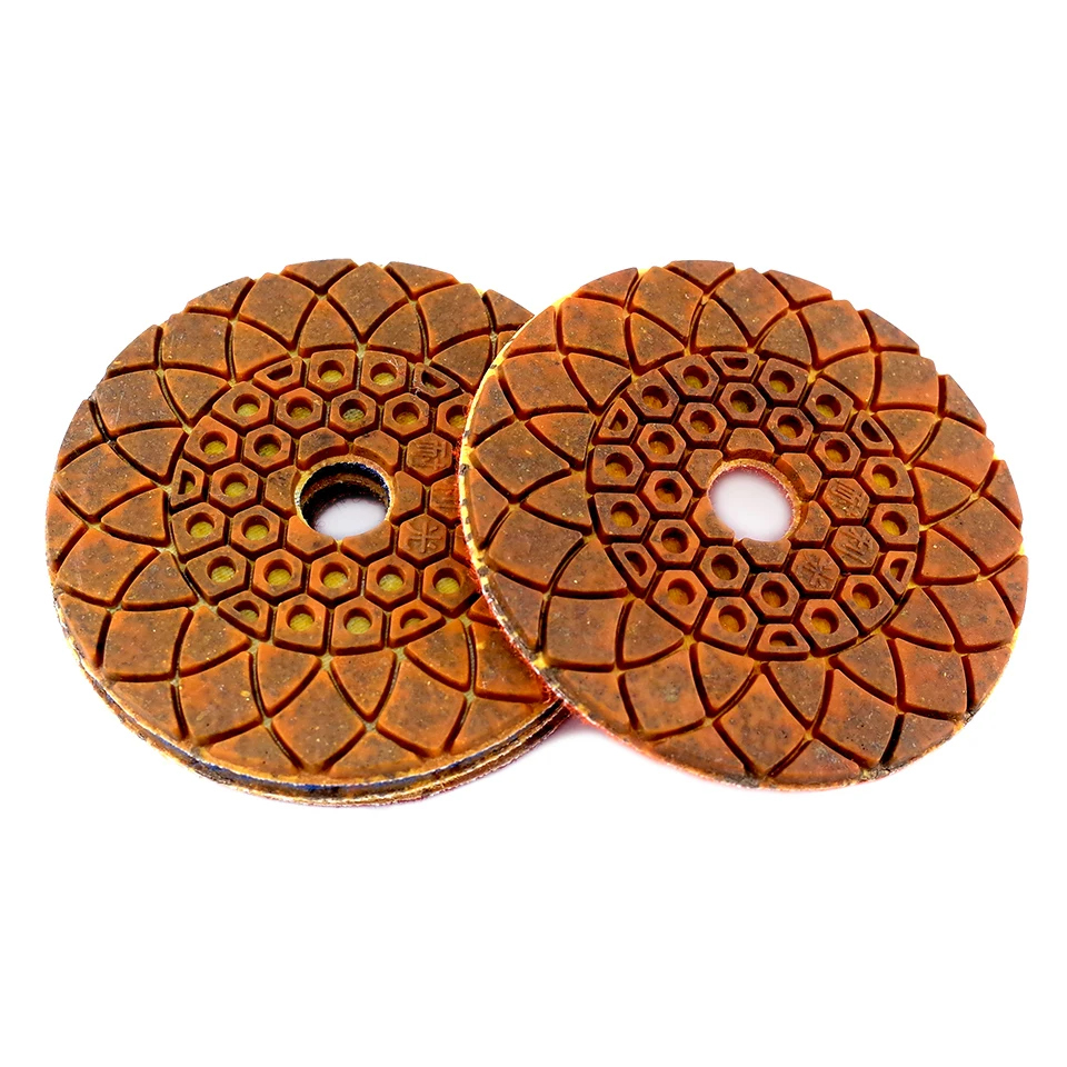 Imagem -04 - Rijilei-bonded Diamond Polishing Pads Disco de Moagem Cobre Metal Concreto Granito Mármore Pedra Molhado Seco 100 mm Pcs