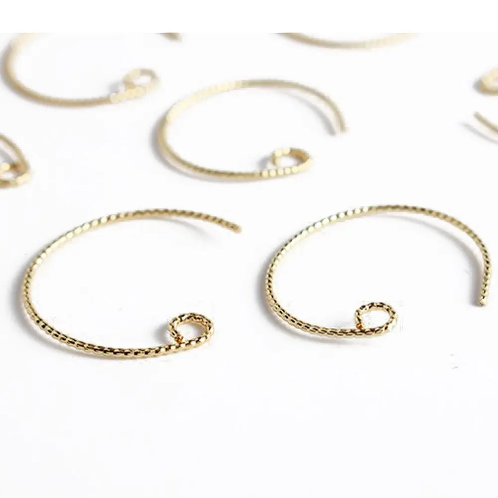 Lote de conectores de hilo Redondo chapado en oro de 18K, 10 unidades, DIY, suministros para pendientes, accesorios de joyería
