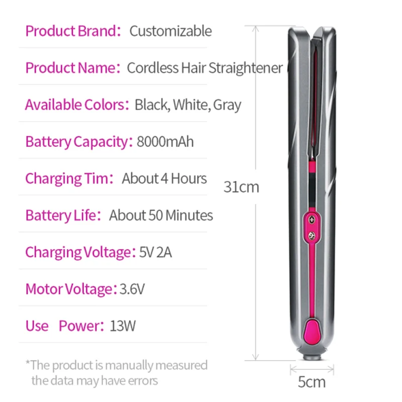 لاسلكي مكواة فرد الشعر شاشة الكريستال السائل حديد مسطح مكواة لفرد الشعر المحمولة السفر المنزل تصفيف الشعر أداة