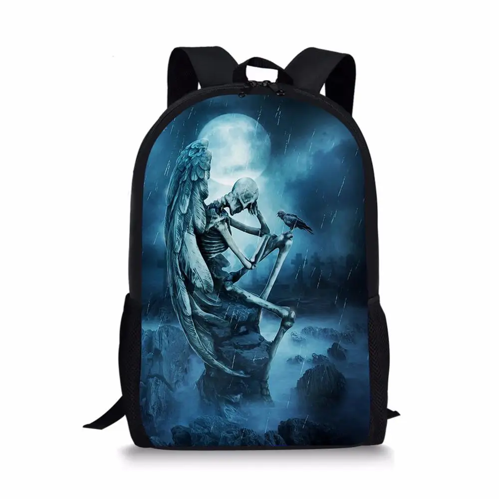 

Brand Children School Bags Boys Girls Skull Dark Angel Printing School Backpack Teenager Game Schoolbag Custom Mochila Escolar