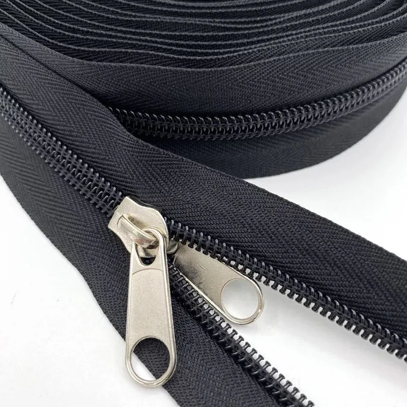 10Pcs/lot Silver Color 5# Double Sided Nylon Zipper Slider Fashion Zipper Puller DIY Handwork Bag Luggage  AA7663