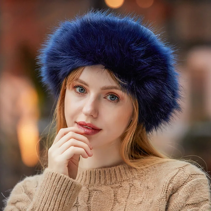 2024 Winter lmitation Fur Thickened Hat warm Hat, Breathable Comfortable Outdoor Travel Brimless women Hat