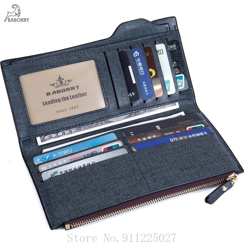 

Fashion Men's Long Wallet Multi-function Zipper Clutch Top Quality PU Leather Purse Driving License Card Holders Handbag