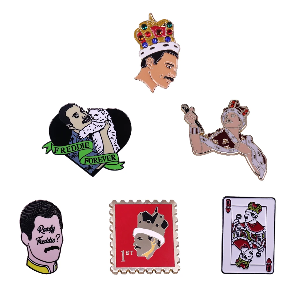 Freddie Mercury enamel pin rock band Queen brooch retro accessory