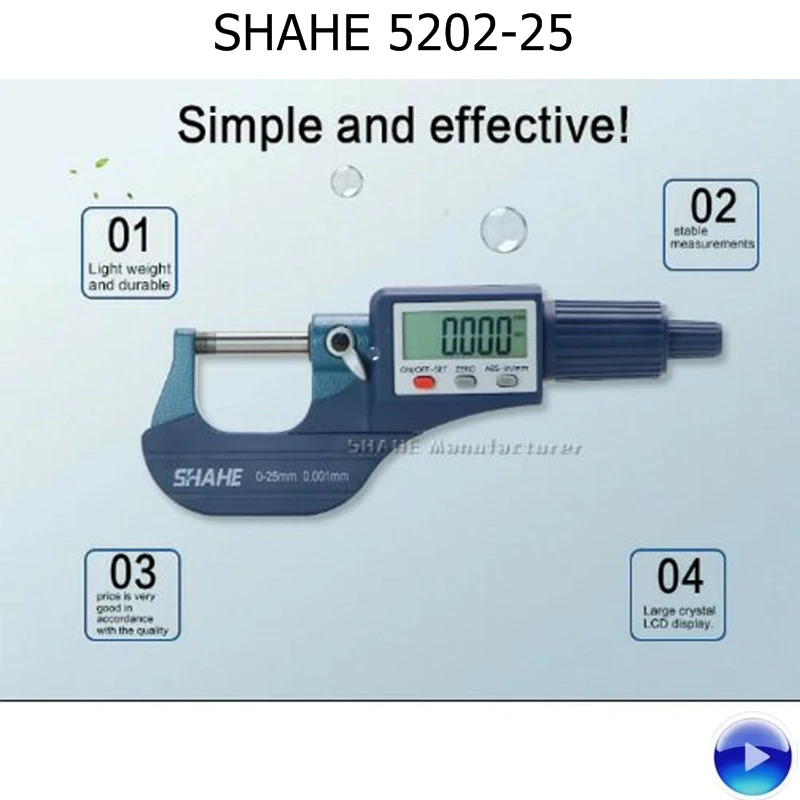 

SHAHE 5202-25 0-25mm 0.001mm micrometer