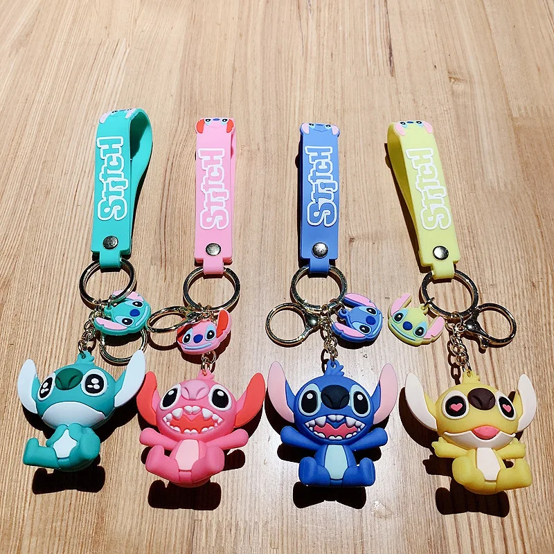 Disney Lilo & Stitch Toys Keychian Children Anime Stitch Pendant Doll Keyring Kawaii Angel Keychians Cute Girls Christmas Gifts