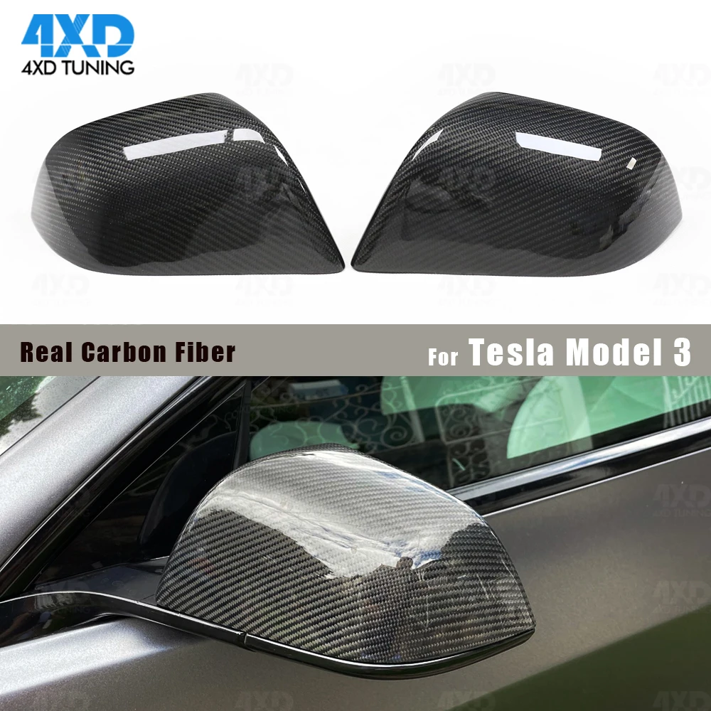 

For Tesla Model 3 Mirror Cover Carbon Fiber RearView Mirror Replacement Gloss Black & Matt Carbon Fiber Mirror Cover 2019-up