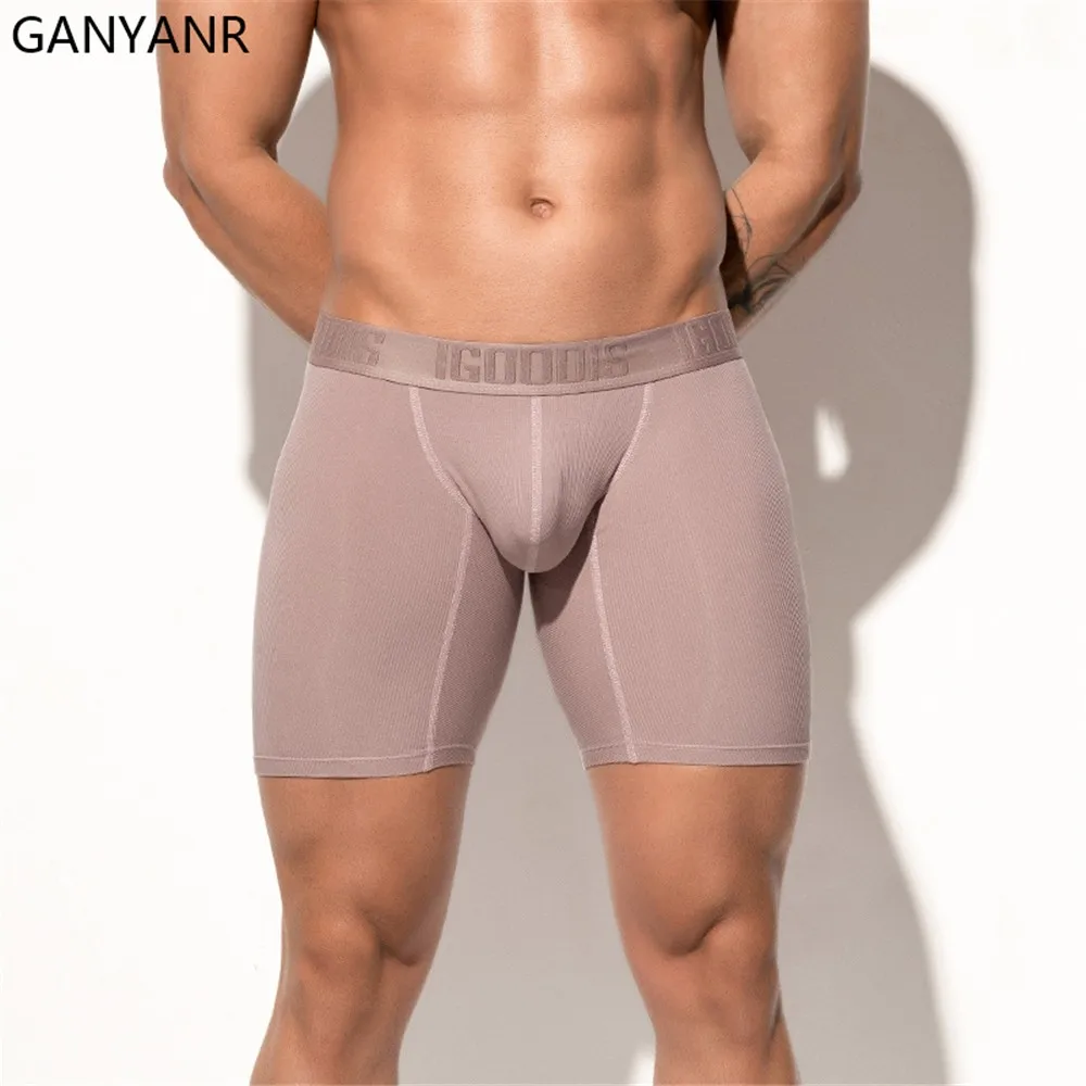 GANYANR Running Tights Men Gym Sportswear Compression Shorts Leggings Fitness Sport Basketball Sexy Yoga Training Workout Pouch