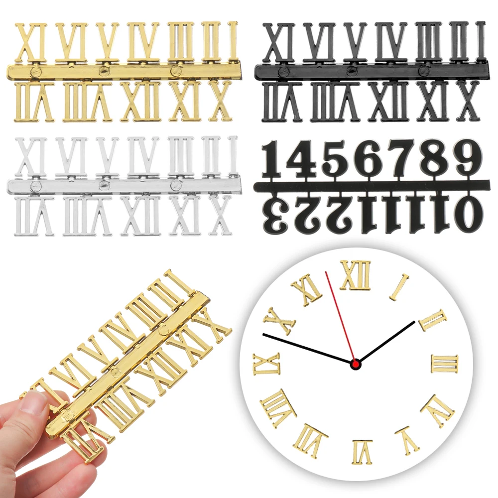 1Set 0-12 Arabic Number Plastic Replacement Gadget Silver Gold Digital Clock Numerals Parts Clock Repair Bell DIY Accessory