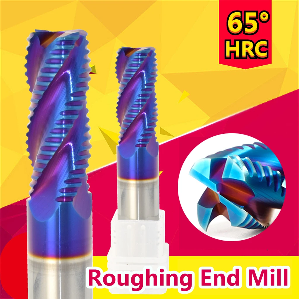 Roughing End Mill 4 Flutes 3 Teeth Solid Carbide For Steel Iron Aluminum Acrylic MDF Fiberglass Wood Copper Plastic CNC Milling